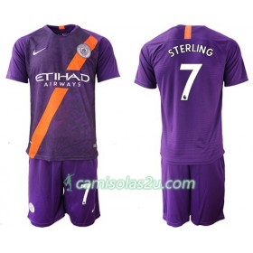 Camisolas de Futebol Manchester City Sterling 7 Criança Equipamento 3ª 2018/19 Manga Curta